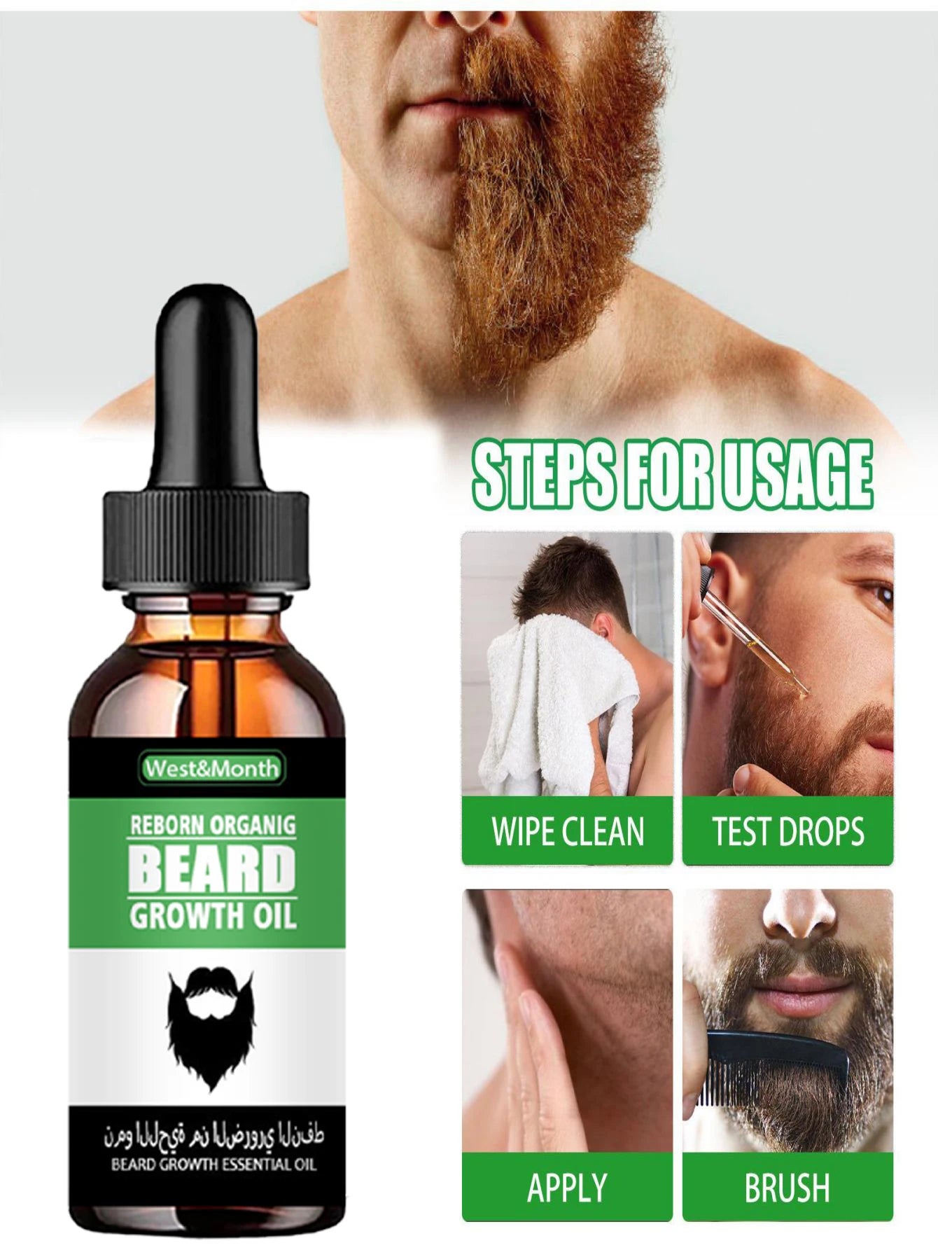 Kit de Crecimiento de Barba TRSTAY - Aceite y Spray para el Crecimiento de Barba