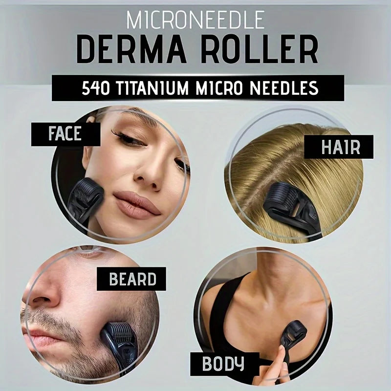 Roller Multifuncional de Microneedles para Hombres y Mujeres - Cuidado de la Piel, Rostro, Cabello y Barba