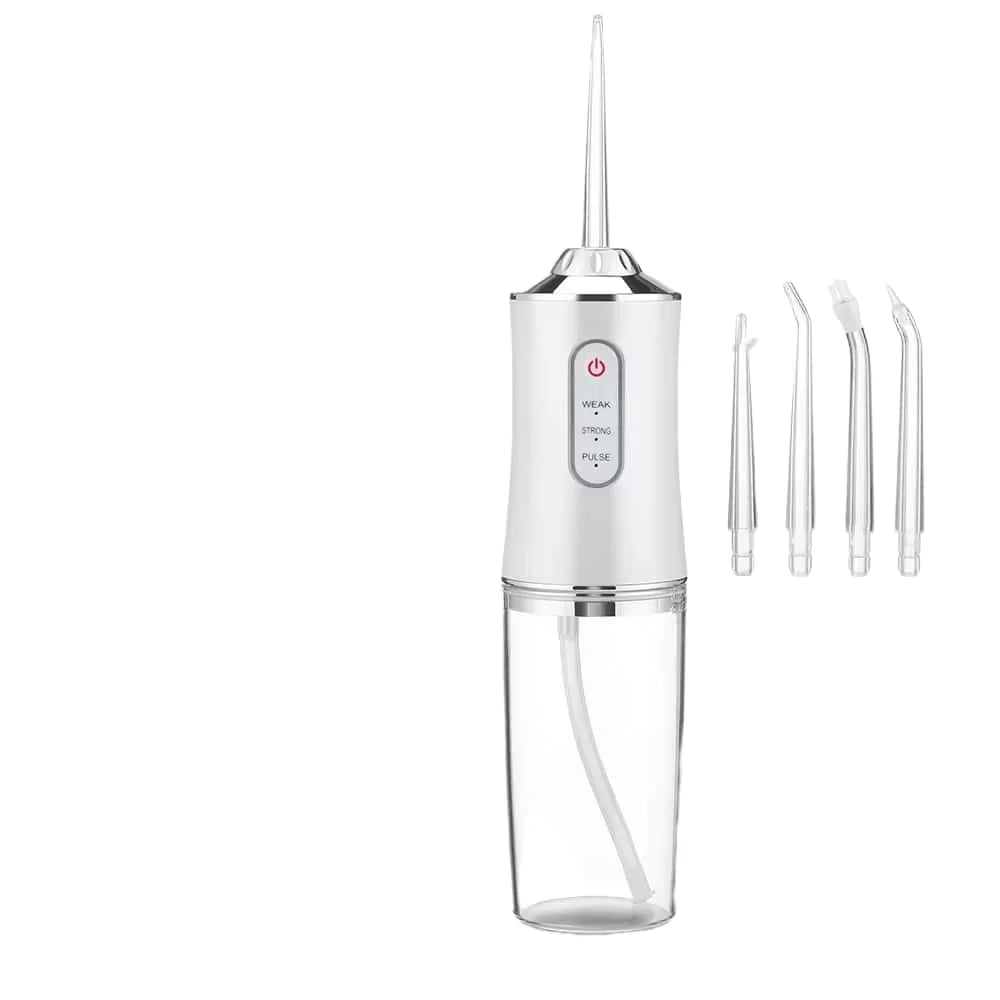 Irrigador Oral USB Recargable – Limpiador de Dientes Portátil con 3 Modos y 4 Boquillas