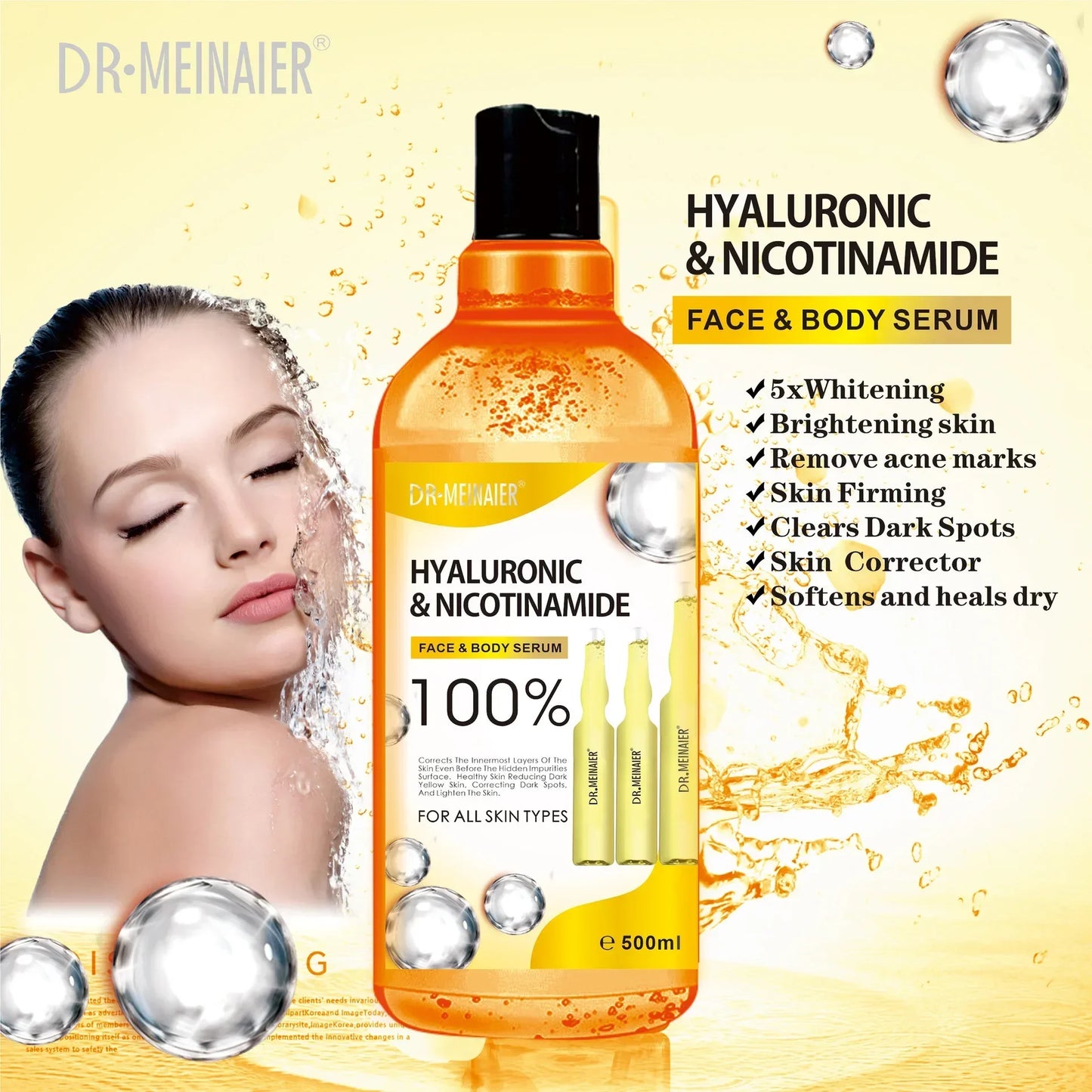 Hyaluronic Acid and Vitamin C Facial Serum | Dark Spot Corrector, Hydration and Whitening