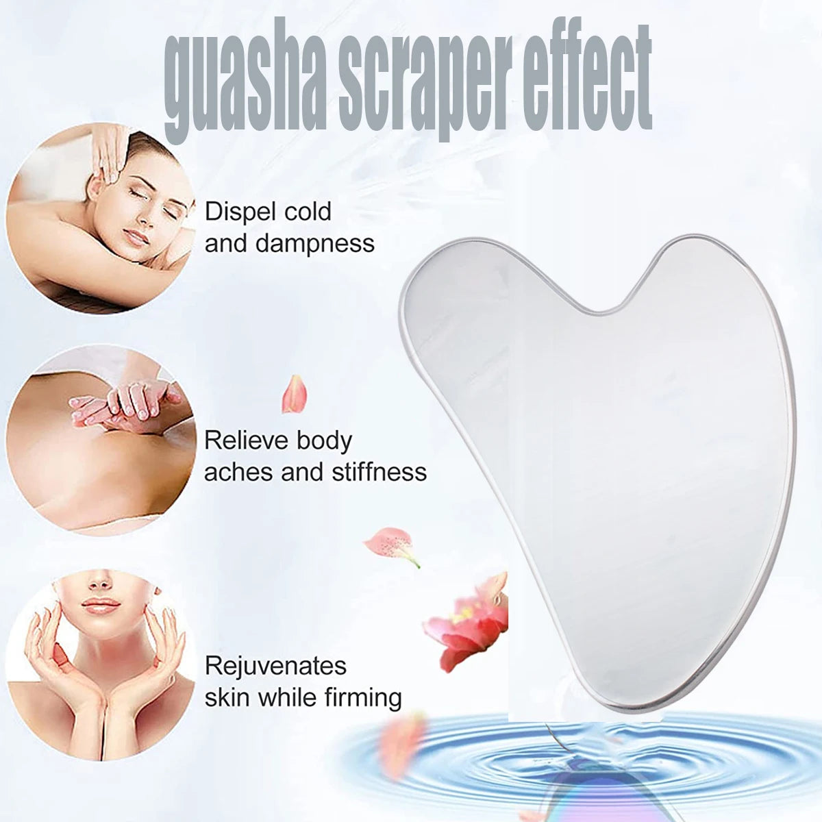 Gua Sha de Acero Inoxidable – Masajeador Facial y Corporal