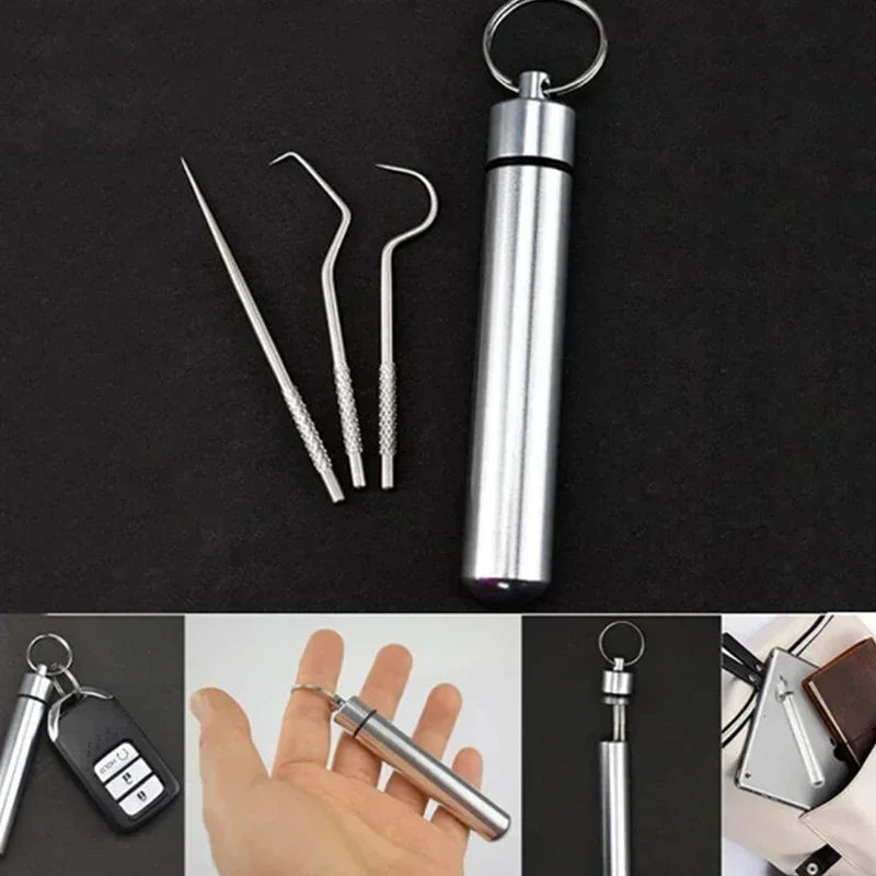 RUZOFO Stainless Steel Toothpick Set - Portable Dental Tool for Oral Cleaning and Care