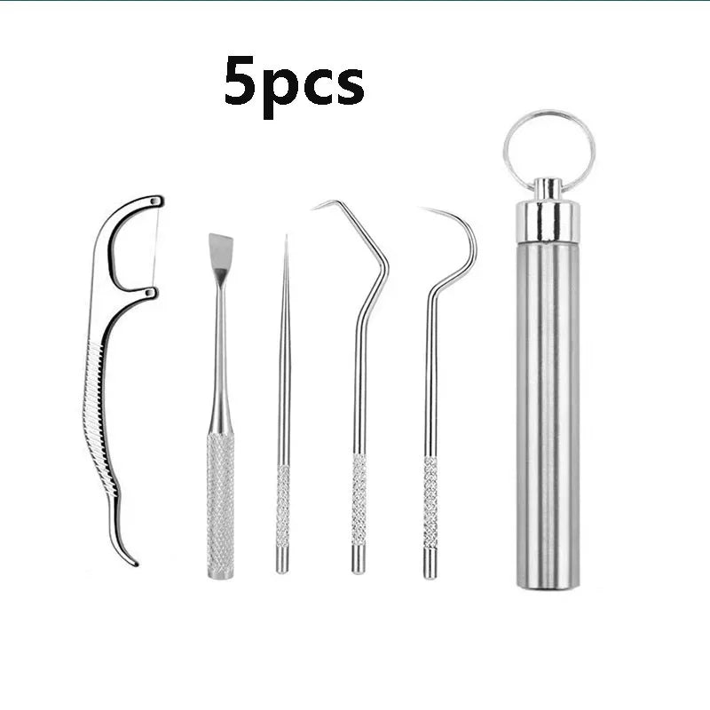 RUZOFO Stainless Steel Toothpick Set - Portable Dental Tool for Oral Cleaning and Care