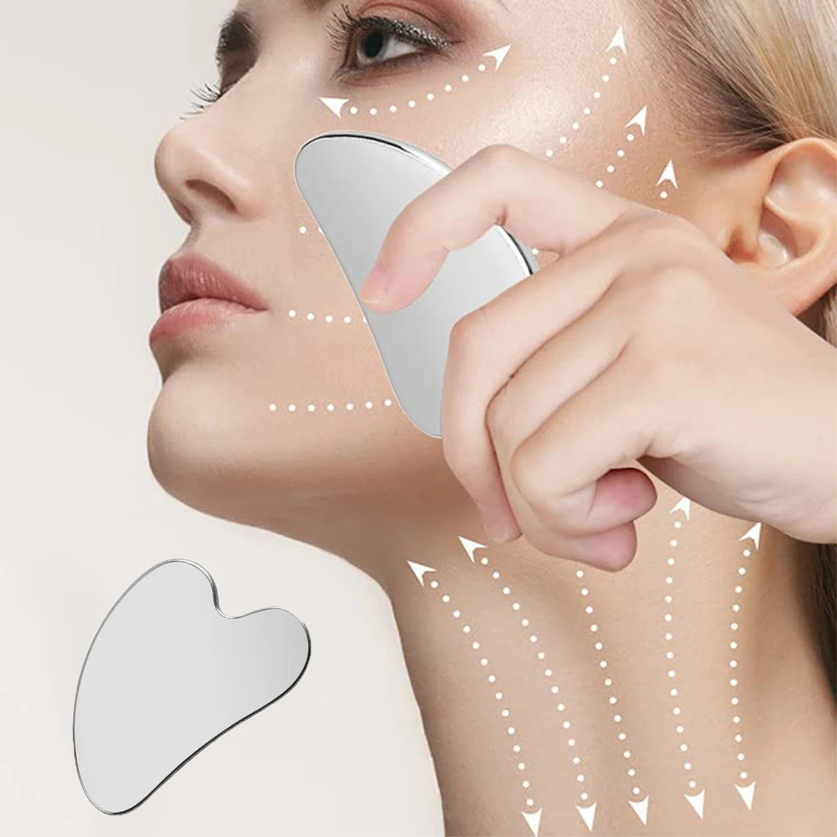 Gua Sha de Acero Inoxidable – Masajeador Facial y Corporal