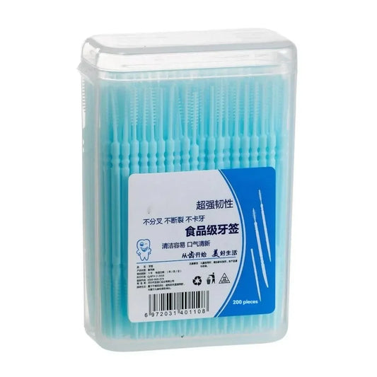 Box of 200 Disposable Toothpicks – Tooth Crevice Brush, High Quality Plastic Material